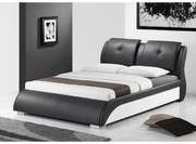 Pat matrimonial, piele ecologică negru/alb 160x200, TORENZO