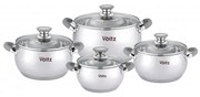 Set oale cu capac Oliver Voltz OV51210N8, 8 piese, Manere din silicon, Inductie, Inox/Gri