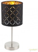 Lampa eleganta cu abajur din tesatura negru cu auriu, CLARKE 15229T GL