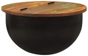 vidaXL Măsuță de cafea, negru, 50x27 cm, lemn masiv reciclat