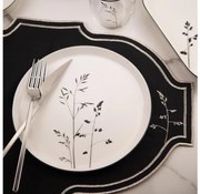 Set de veselă 27 piese din porțelan, alb/negru