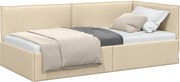 vidaXL Cadru de pat colțar cu headboard Crem 100 x 200 cm țesătură