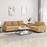 vidaXL Set de canapele cu perne, 2 piese, maro, catifea