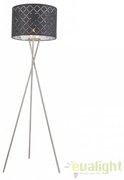 Lampadar elegant cu abajur din tesatura gri cu argintiu, Kidal 15228S1 GL