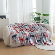 Patura de Craciun din microplus MERRY CHRISTMAS DEER gri Dimensiune: 200 x 220 cm