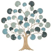 Decoratiune de perete albastra/maro din metal, 89x2,5x90 cm, Tree Mauro Ferretti