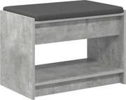 vidaXL Bancă pentru hol cu pernă cu raft Gri Beton 63 x 38 x 45 cm