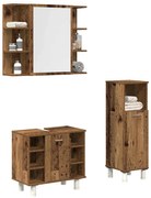 vidaXL Set mobilier de baie, 3 piese, lemn vechi, lemn prelucrat
