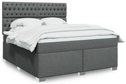 vidaXL Pat box spring cu saltea, gri închis, 180x200 cm, textil