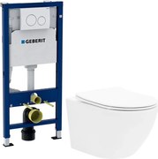 Pachet vas wc Rune Ivaldi, capac slim softclose si rezervor wc Geberit Duofix si clapeta alba Delta20