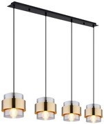 Lustra cu 4 pendule design modern MILLEY negru, auriu