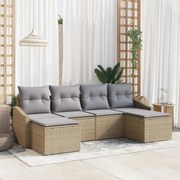 vidaXL Set de canapele pentru grădină 6 pcs Bej Rattan poli