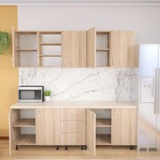 Bucatarie 200cm MARA, Culoare Sonoma, Material PAL 18mm, Blat Termorezistent de 2,8 cm