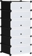 HOMCOM Mobilier pentru incaltaminte modular, 6 cuburi 45x35x17cm din plastic PP si otel, alb | Aosom Romania