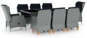 vidaXL Set mobilier de exterior cu perne,9 piese,gri deschis,poliratan