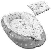 Cosulet bebelus pentru dormit Kidizi Baby Nest + pernuta plagiocefalie Kidizi Galaxy Grey