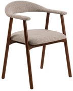 MAZZONI EXPORT ADELE Bej Latte (țesătură Monza 60)/cadru Nuc Baituit - SCAUN DIN LEMN BOUCLÉ PENTRU SALON SUFRAGERIE BUCĂTĂRIE RETRO