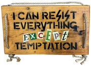 Tablou cu text Temptations, 27x16cm