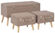 vidaXL Taburete cu depozitare, 3 buc., maro, material textil