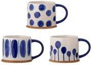 Căni albe-albastre 3 buc. din gresie 450 ml Linora – Bloomingville