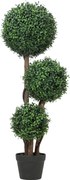 HOMCOM Bilă de buxus artificial cu trei bile, plantă artificială, plantă artificială cu trunchi din lemn în ghiveci, 30 x 30 x 100 cm, Verde | Aosom Romania