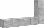 vidaXL Set comodă TV Pe perete 3 pcs Gri din beton Lemn compozit
