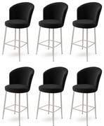 Set de scaune de bar Fora Black and Chrome, 6 buc., 6 buc.