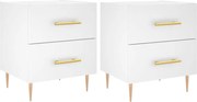 vidaXL Noptiere, 2 buc., alb, 40x35x47,5 cm, lemn compozit