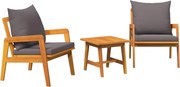 vidaXL Set bistro cu pernă 3 pcs Maro Lemn Solid de Acacia