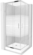 Mexen Rio cabină de duș pătrată 70 x 70 cm, dungi albe, crom + cadă de duș, alb - 860-070-070-01-20-4510