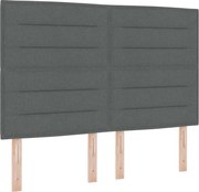 vidaXL Pat cu arcuri cu saltea cu led Gri închis 140 x 190 cm țesătură