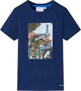 vidaXL Tricou pentru copii, albastru închis, 116