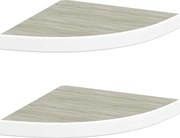 vidaXL Rafturi de perete de colț 2 buc. stejar și alb 35x35x3,8 cm MDF