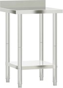 vidaXL Masă de lucru bucătărie, bordură antistropire, 55x55x93 cm oțel