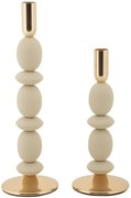 Mauro Ferretti Set Suport Lumânare Shuttle Crem 2 Bucăți Cm Ø10X25-10X33,3 | Aosom Romania
