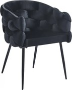 RESIGILAT- Scaun dining, tapiterie catifea, cadru metalic negru, Negru