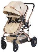 Carucior nou nascuti 2 in 1 NOVOKIDS™ Ciarra Gold PRO , Cu geanta bebe, Cadru Aluminiu , Amortizoare, Roti din cauciuc plin AVE, Landou, Modul sport,