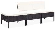 vidaXL Set mobilier de grădină cu perne, 3 piese, negru, poliratan