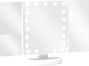 HOMCOM Oglindă Machiaj cu Lumină Mărire 1X/2X/3X Rotație Liberă de 180° 21 LED-uri Comutator Tactil Alb | Aosom Romania