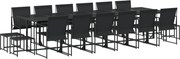 vidaXL Set mobilier de grădină, 17 piese, negru, textilenă
