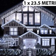 Instalatie de Craciun, franjuri cu flash, cu led tip turturi, fir gros, exterior, alb rece, 23,5 met