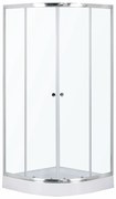 Cabină de duș curbată Leo 90 cromată cu cădiță de duș