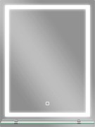 kleankin Oglindă pentru baie 60x80 cm cu 3 culori de lumină, raft din sticlă, funcție memorie și întrerupător tactil Argintiu | Aosom Romania