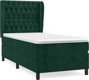 vidaXL Pat box spring cu saltea, verde închis, 80x200 cm, catifea
