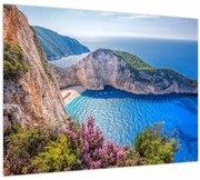 Tablou pe sticlă - Plaja Navagio, Grecia (70x50 cm)