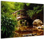 Tablou pe sticlă - Pod prin râu (70x50 cm)