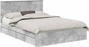 vidaXL Pat cu storage Gri din beton 135 x 190 cm Lemn compozit