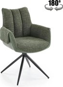 Scaun K579, verde olive/negru, stofa clasica/piele ecologica/otel, 65x