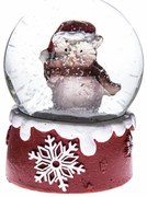Decorațiune Glob de zăpadă de Crăciun Bufniță roșu, 6,5 x 8,5 cm