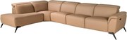 Coltar modular LUX design italian cu sezlong stanga Piele Naturala, Brown